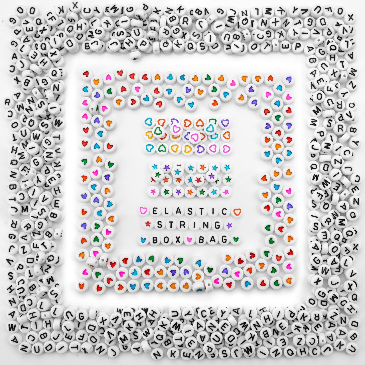 Stylo 800 PCS Letter Beads for Bracelets, Colorful Alphabet Beads for  Jewelry Making with Acrylic Round Beads, Heart, Star Charms and 52' Elastic  String Thread